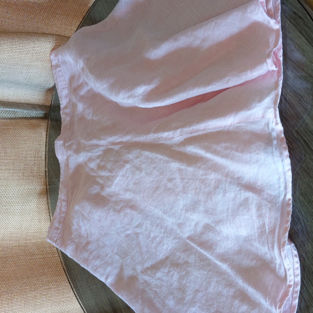 Vtg Pale Pink Linen Skirt Women 14 A-Line Fit Flare Side Zip Lined EUC Midi - Picture 8 of 8
